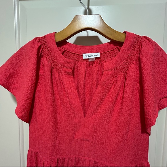 Calvin Klein women’s size 10 beautiful coral Maxi Dress with pockets & tiers - Picture 4 of 11